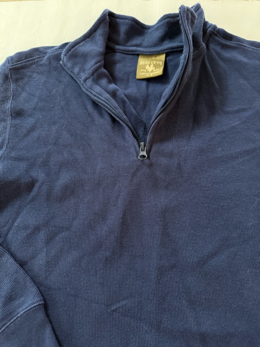 Boys Navy Buzz Cuts Quarter-Zip Sweater Top - Picture 5 of 6